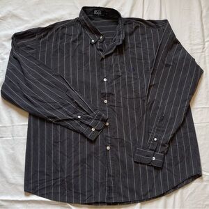 vintage Polo Ralph Lauren Men's Dark Gray Striped cotton Shirt XL